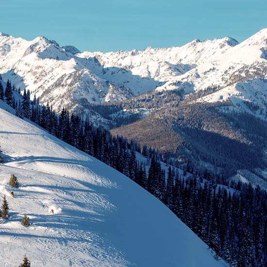 Snow-covered backcountry mountain in Vail, Colorado
