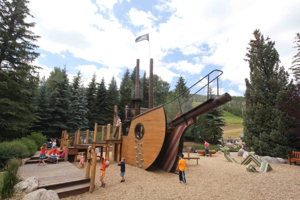 Children playing at Pirateship Park in Vail
