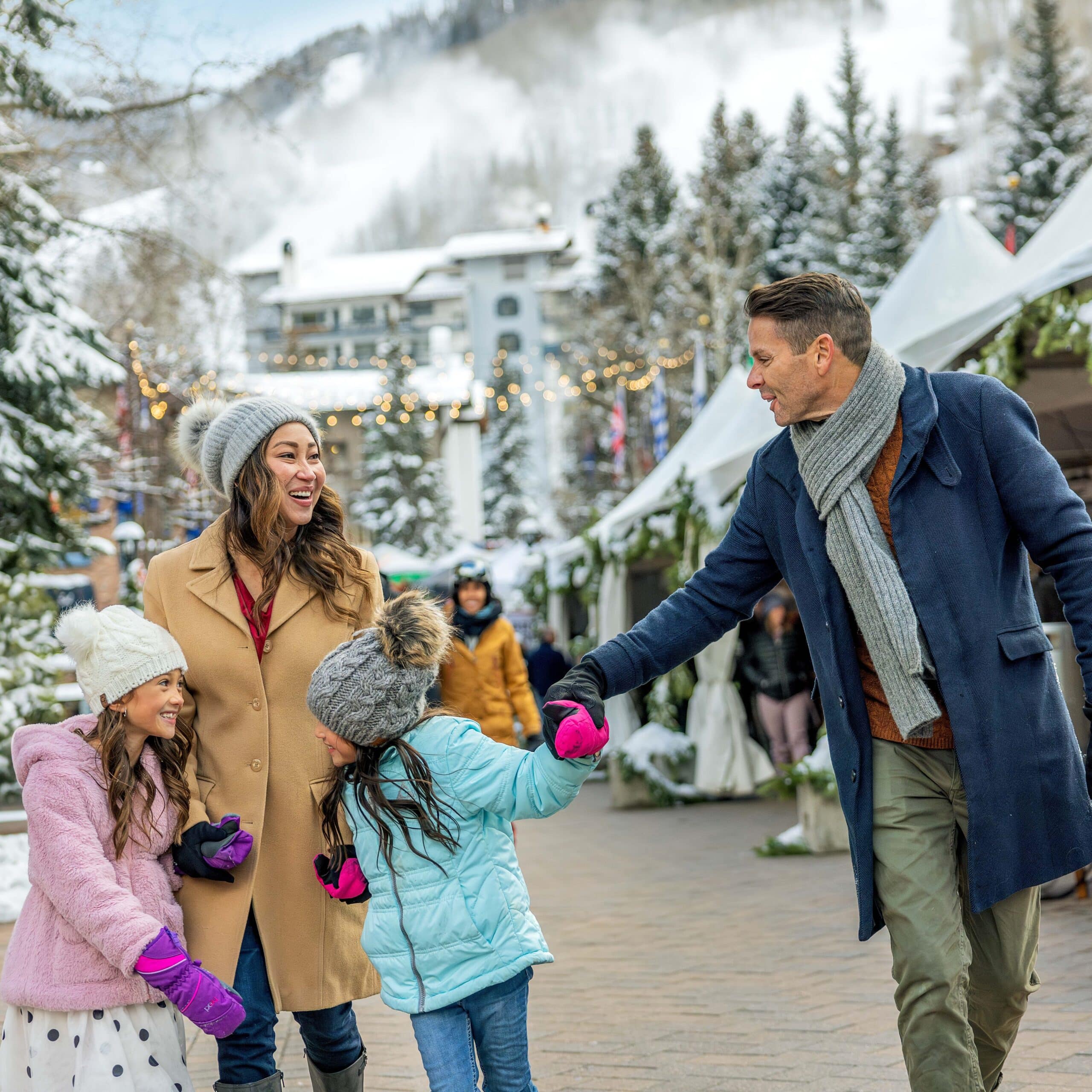 Family in Vail Village for Kris Kringle Market